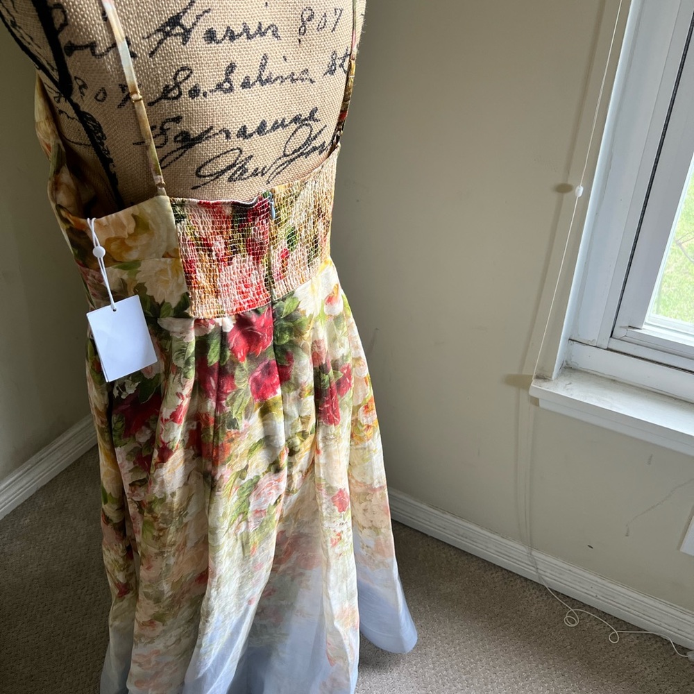 🖤SOLD🖤 Zimmermann Garden Picnic Linen & Silk Dress, Size 4 (fits like 12 US) - Picture 14 of 17